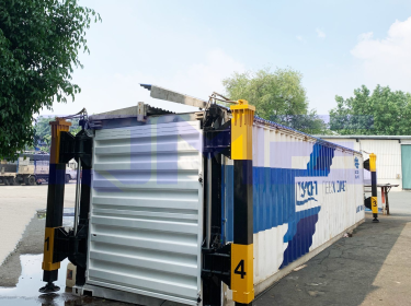 Chế tạo Hệ thống thủy lực điều khiển 4 chân xi lanh Nâng hạ Máy cán tôn KL 406N di động