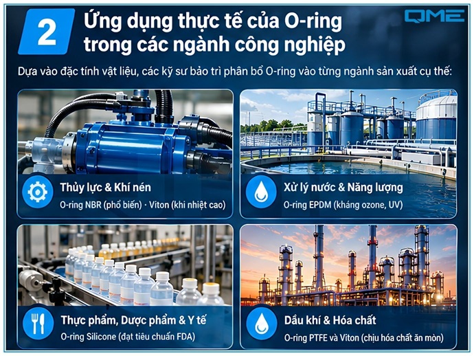Ứng dụng thực tế của O-ring trong các ngành công nghiệp