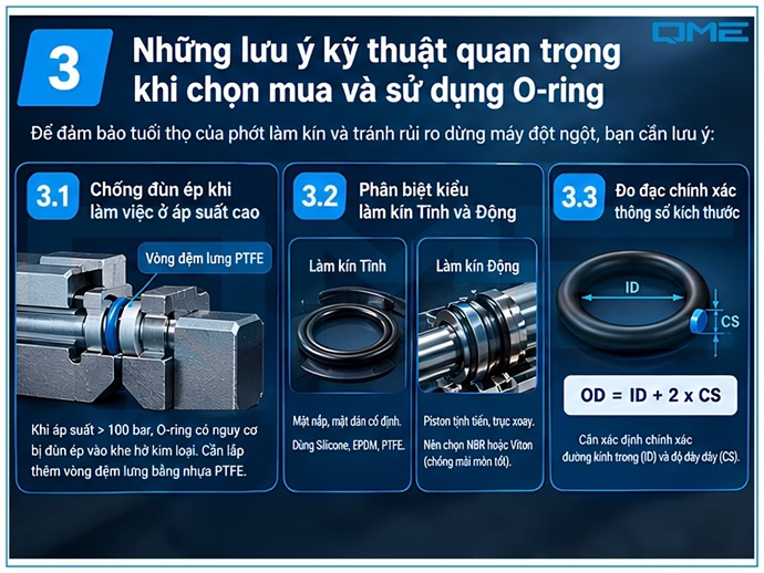 Những lưu ý kỹ thuật quan trọng khi chọn mua và sử dụng O-ring